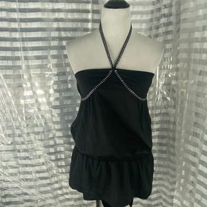Innocent Black Rhinestone Embellished Halter Top